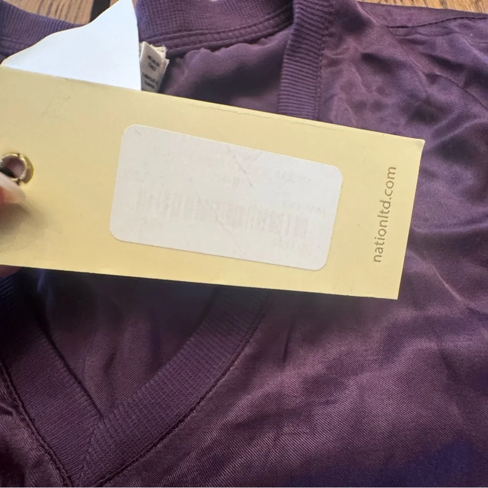 Nation‎ LTD  June Top V-Neck Top in Fog Jam purple plum  color XS Satin NWT